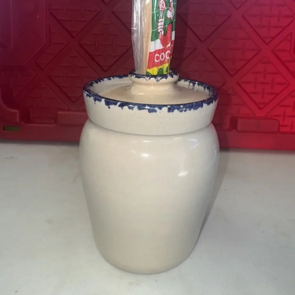 Martinez Pottery Hand Turned‎ Stoneware Barbecue BBQ Crock BBQ Mop Pot